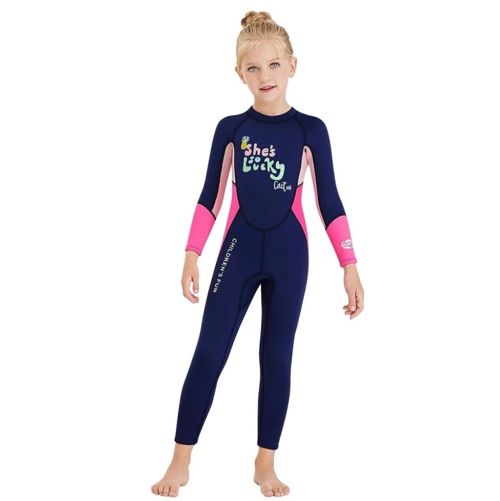 Skyone - Kids Neoprene Thermal Swim Wetsuit - Navy and Pink
